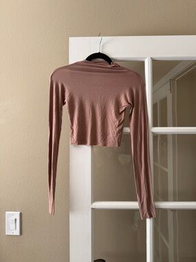 Joah Brown Long-Sleeve Cropped Top - Dusty Mauve